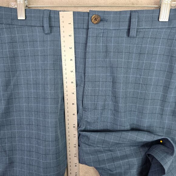 Mens Haggar Cool 18 Pro Blue Plaid Shorts Classic Fit 10" Inseam Polyester 38 - Picture 5 of 10